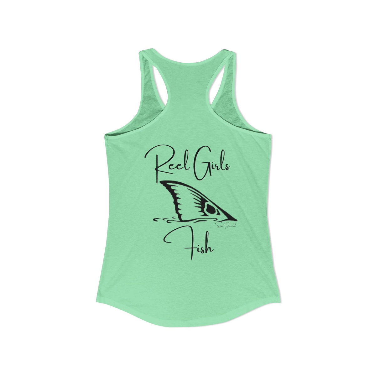 Sea-Duced Reel Girls Fish Women’s Racerback Tank
