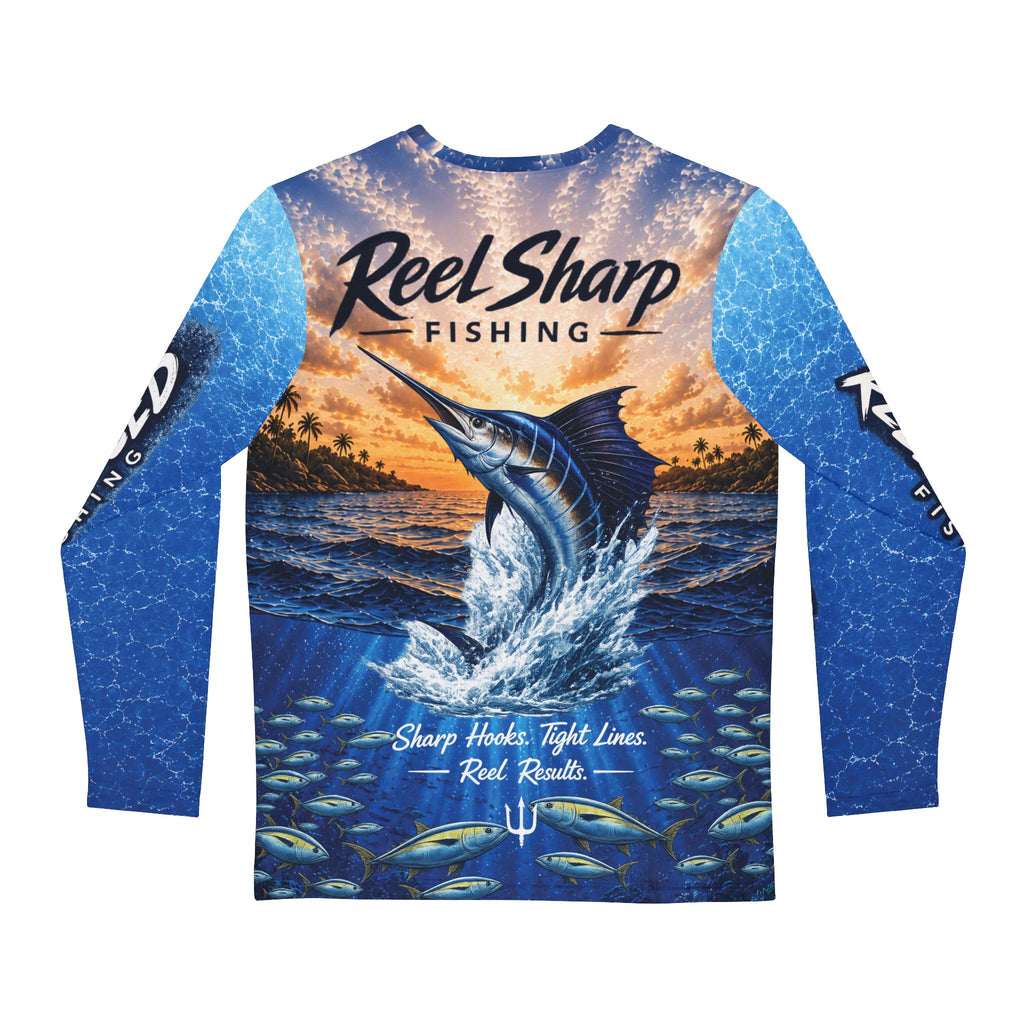 Reel Sharp  Sea-Duced Fishing Shirt, Marlin Long Sleeve Performance Jersey, Offshore Boating Shirt, Mens and Womens Fishing Gift