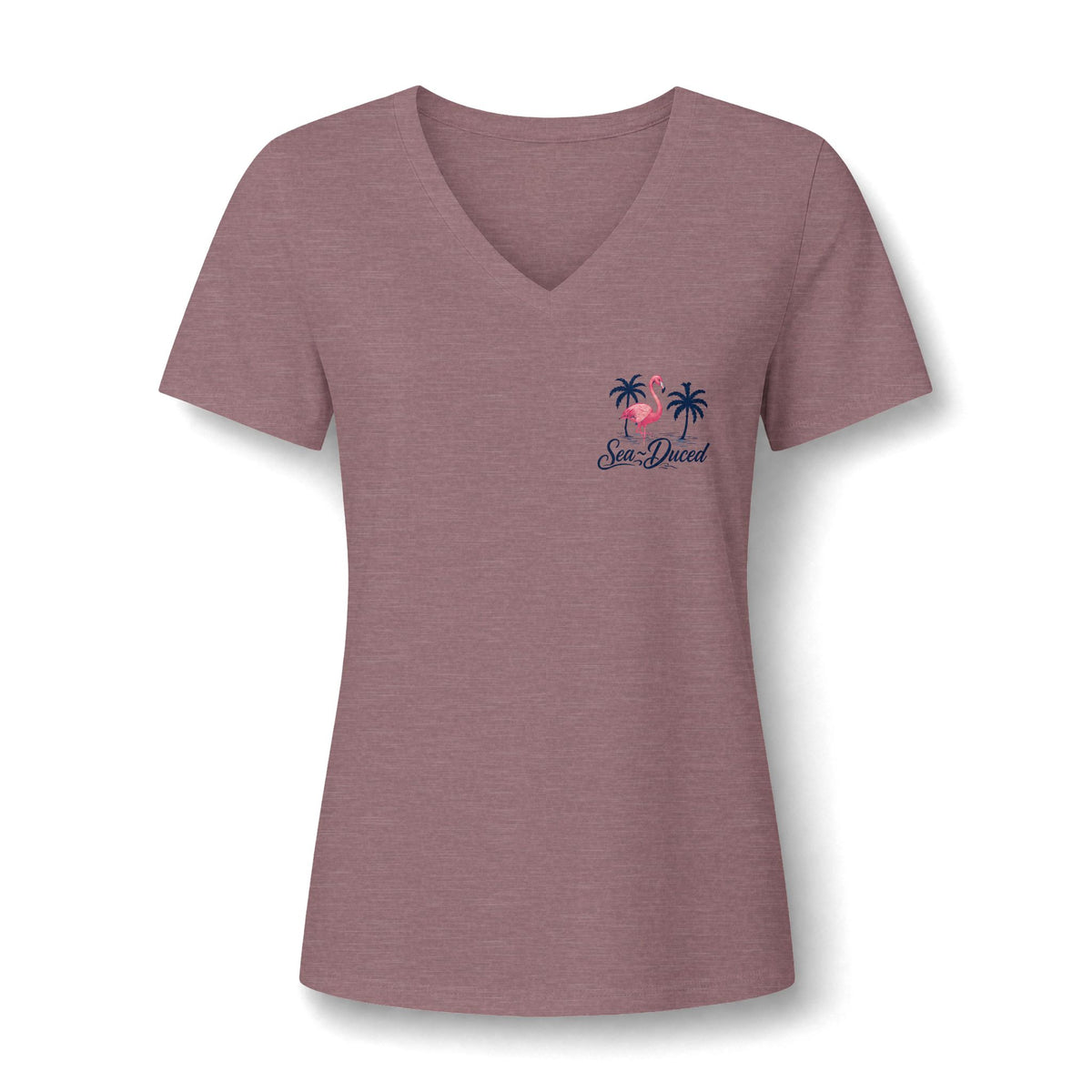 Sea-Duced Flamingo Women's V-Neck Tee