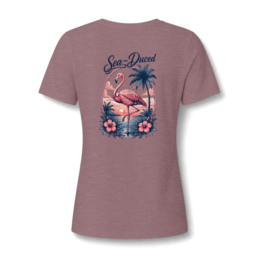 Sea-Duced Flamingo Women's V-Neck Tee