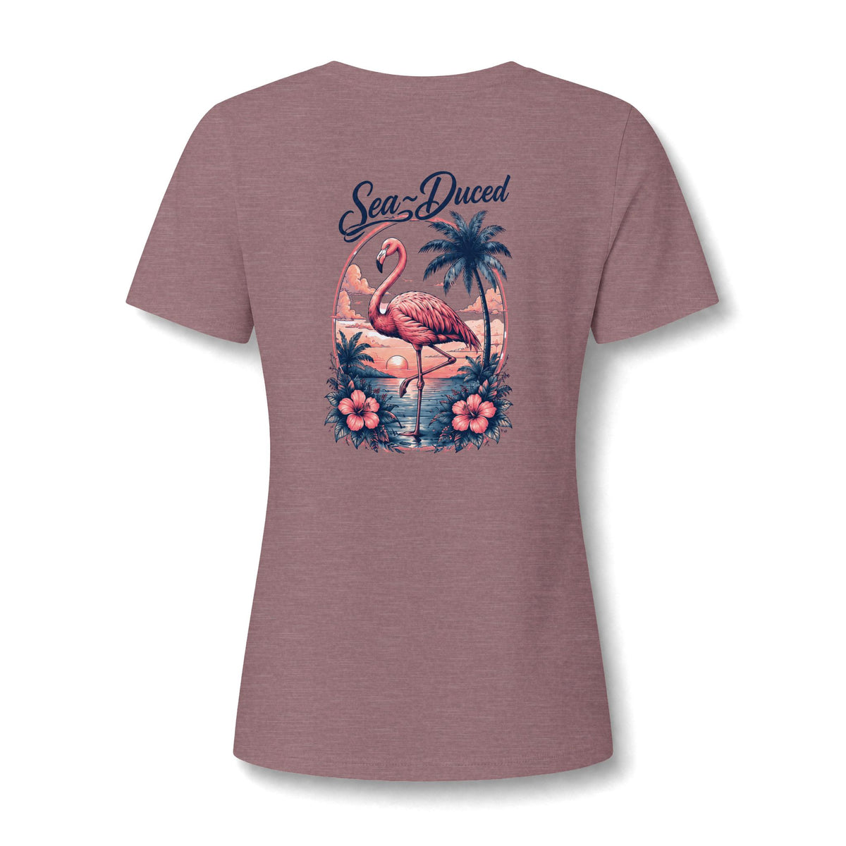 Sea-Duced Flamingo Women's V-Neck Tee
