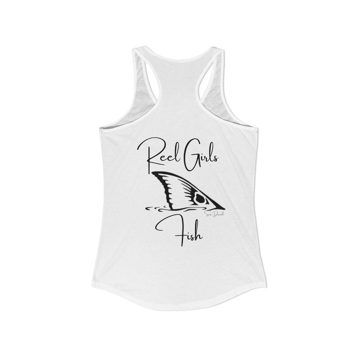 Sea-Duced Reel Girls Fish Women’s Racerback Tank