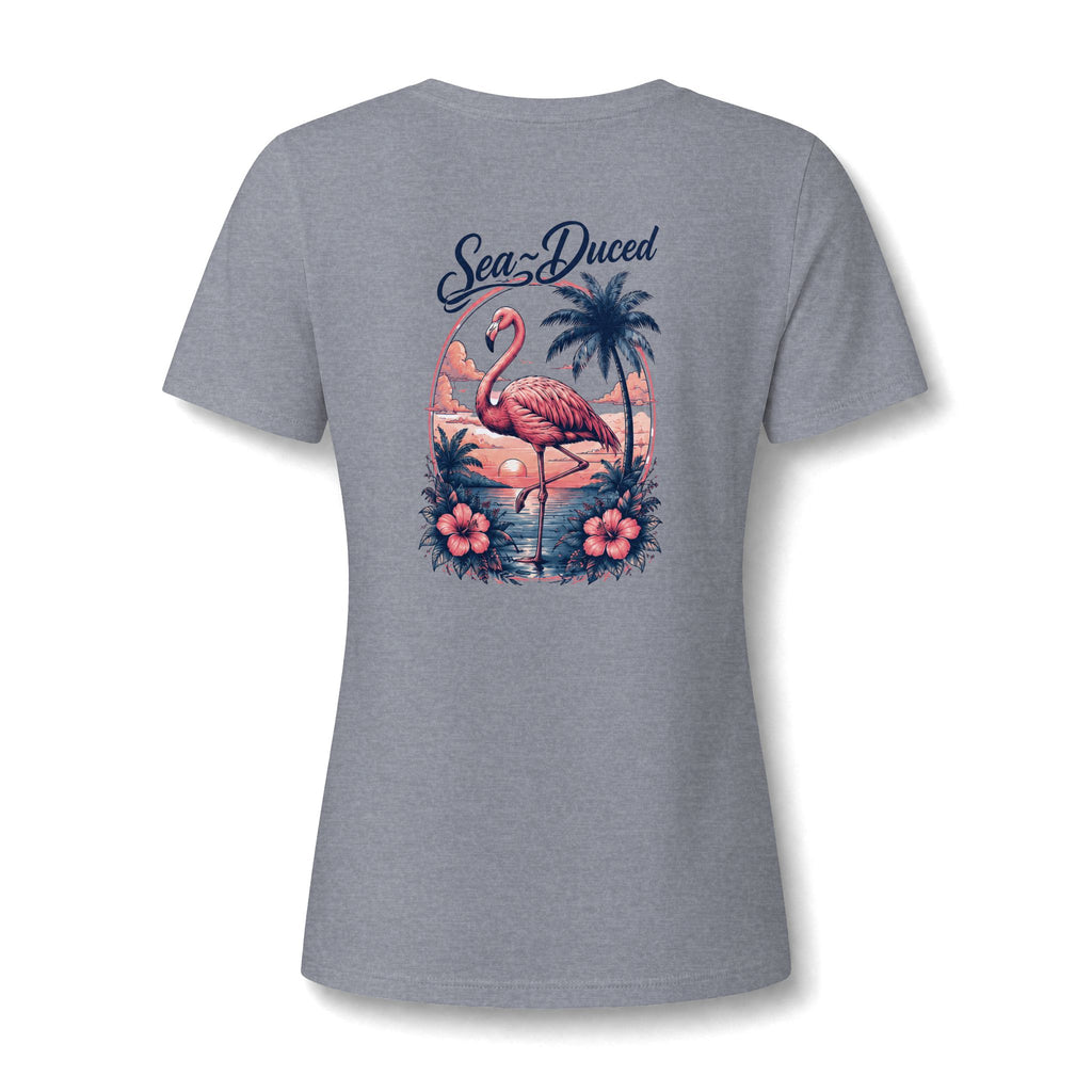 Sea-Duced Flamingo Women's V-Neck Tee