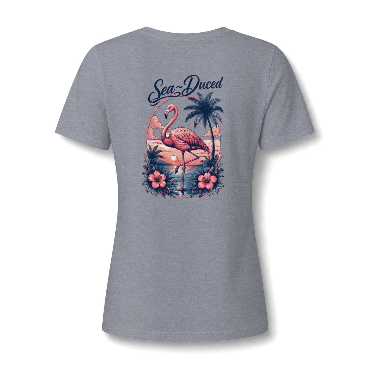 Sea-Duced Flamingo Women's V-Neck Tee