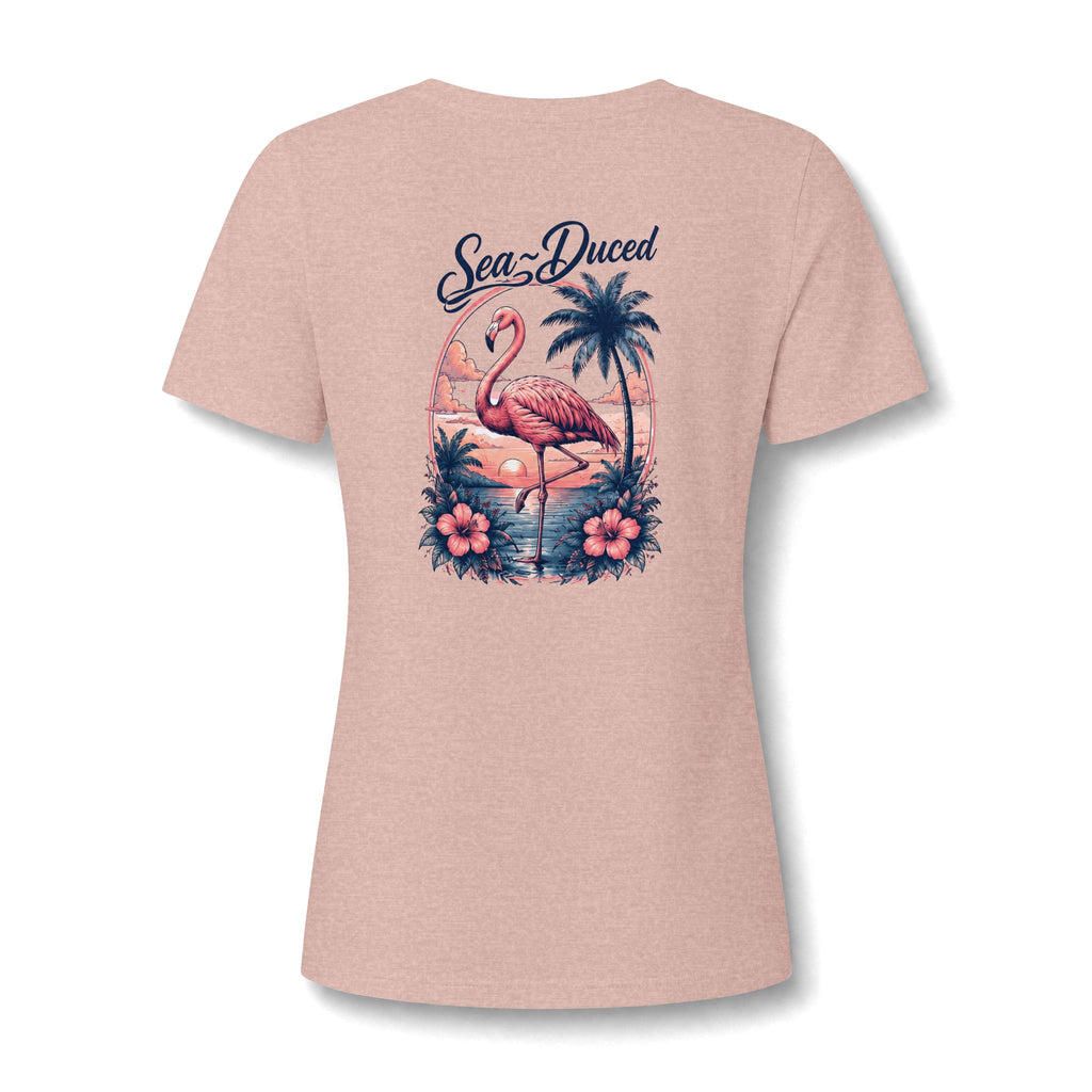 Sea-Duced Flamingo Women's V-Neck Tee