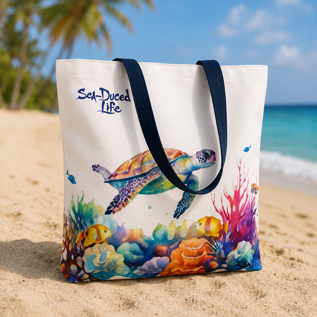 Sea-Duced Sea Turtle Beach Tote Bag