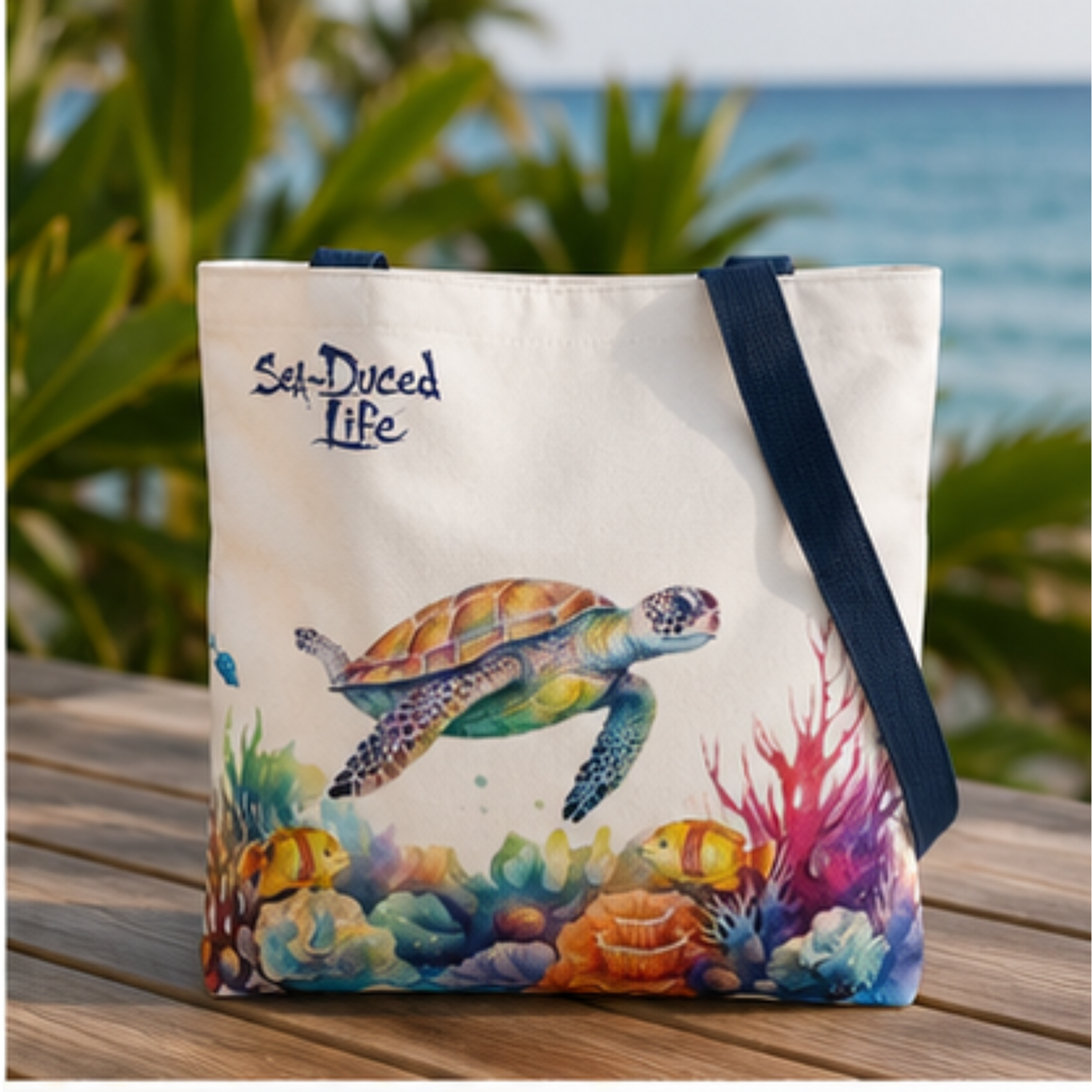 Sea-Duced Sea Turtle Beach Tote Bag
