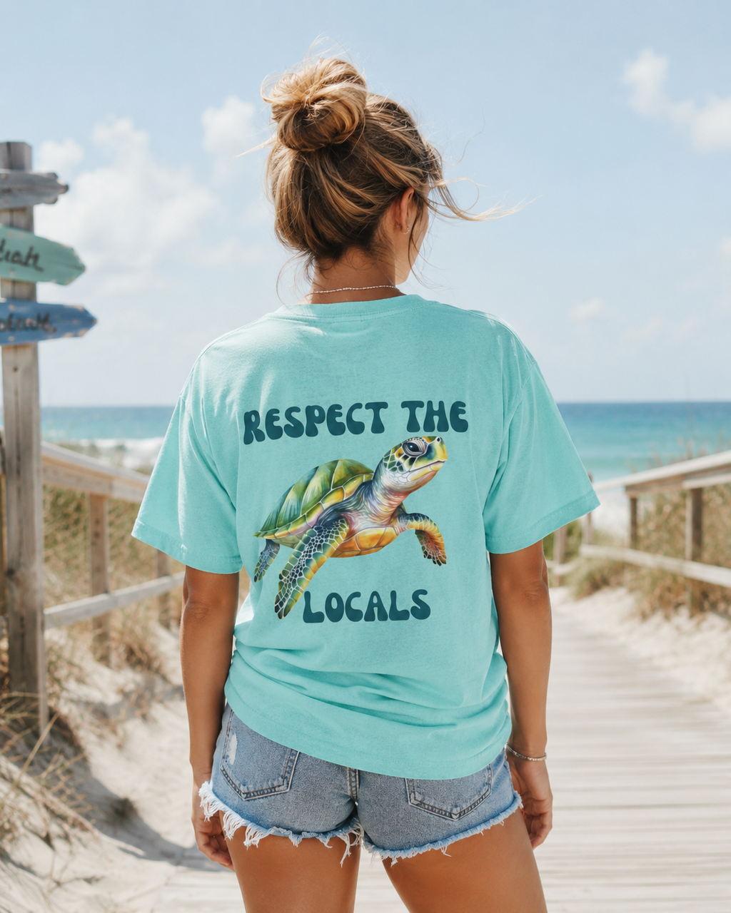 Respect the Locals Sea Turtle Comfort Colors Tee