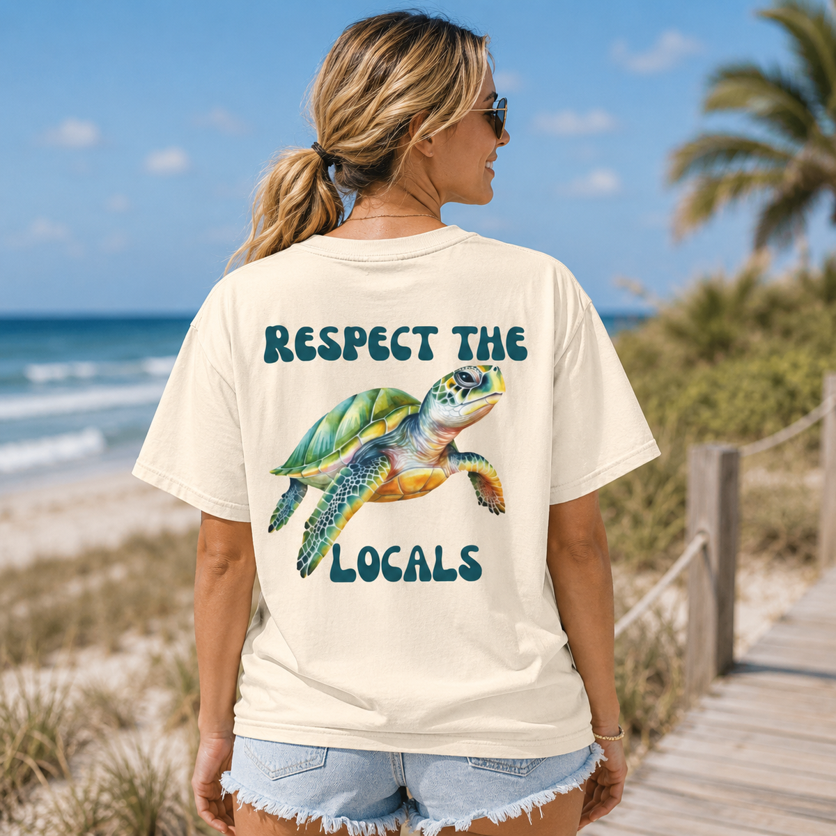 Respect the Locals Sea Turtle Comfort Colors Tee