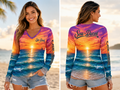 Sea-Duced Chasing Sunsets Women's Long Sleeve V-Neck