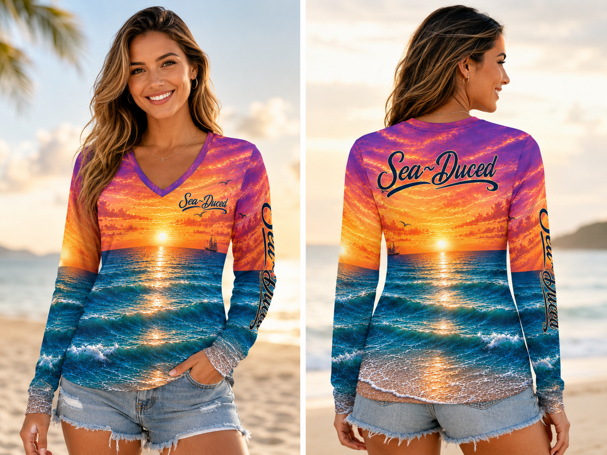Sea-Duced Chasing Sunsets Women's Long Sleeve V-Neck