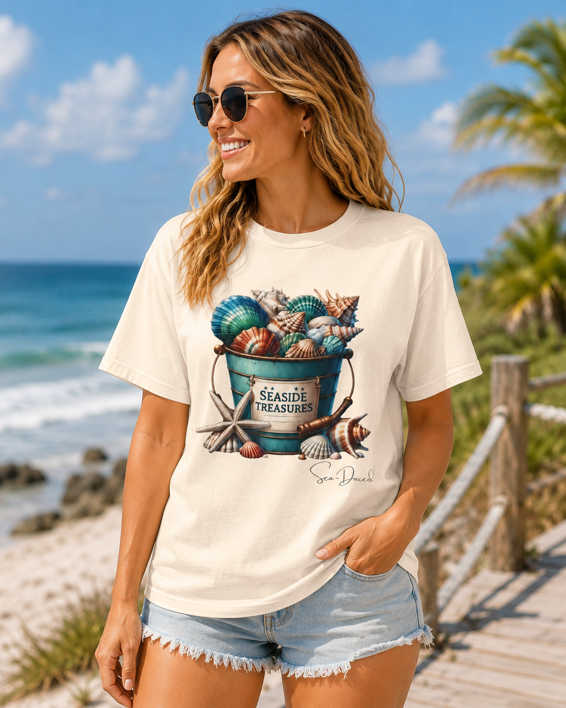 Sea~Duced Seaside Treasures Comfort Colors Tee