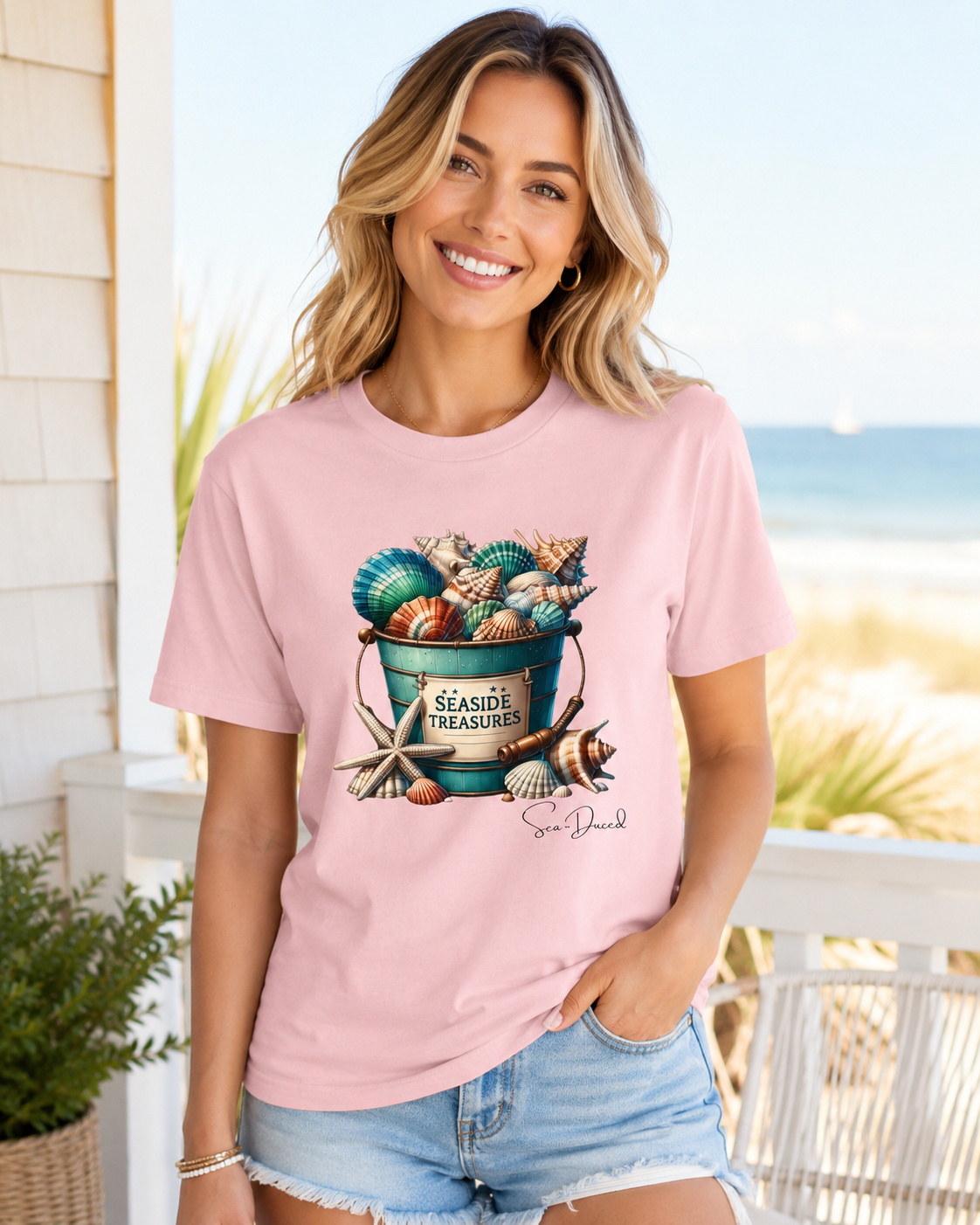Sea~Duced Seaside Treasures Comfort Colors Tee