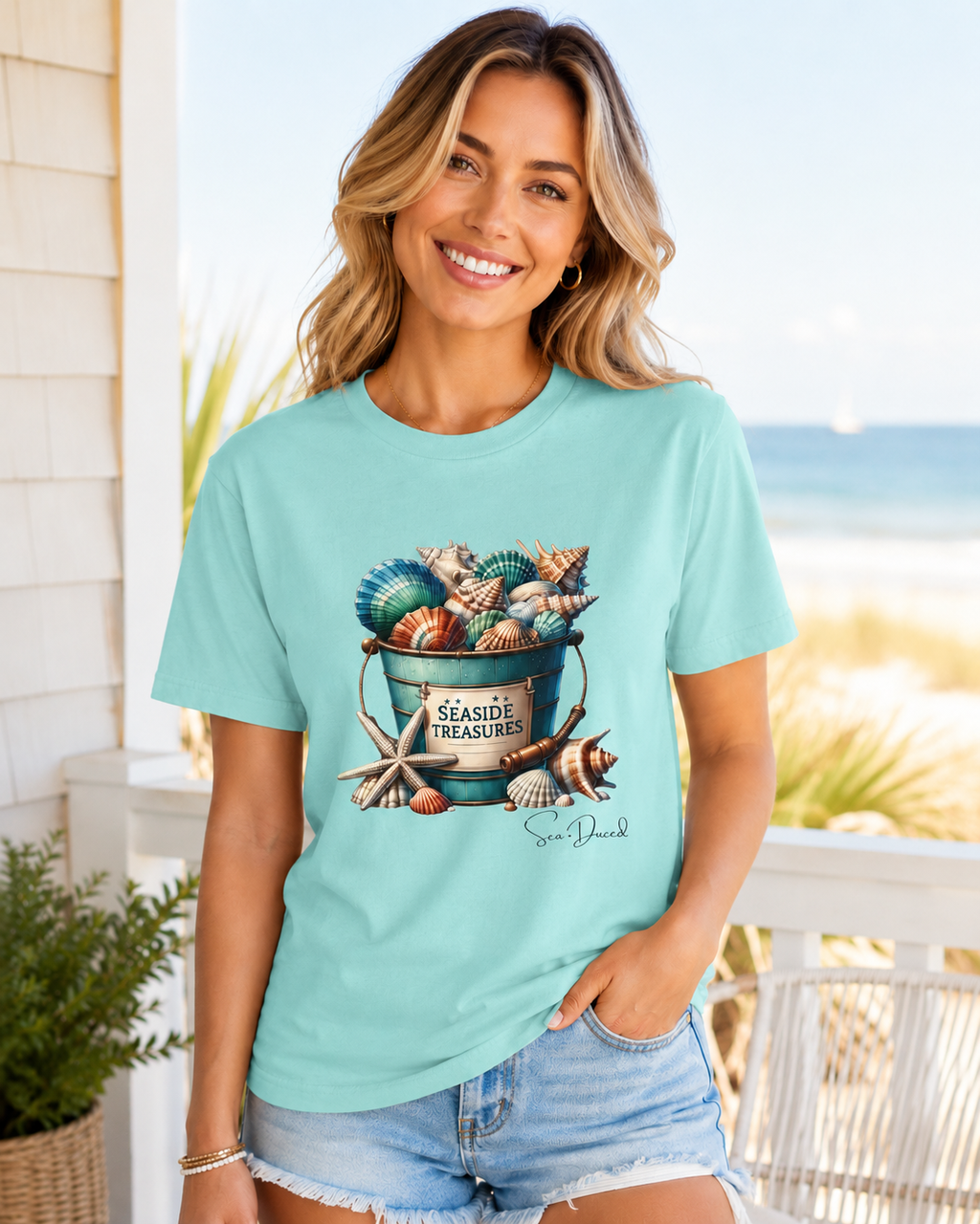 Sea~Duced Seaside Treasures Comfort Colors Tee