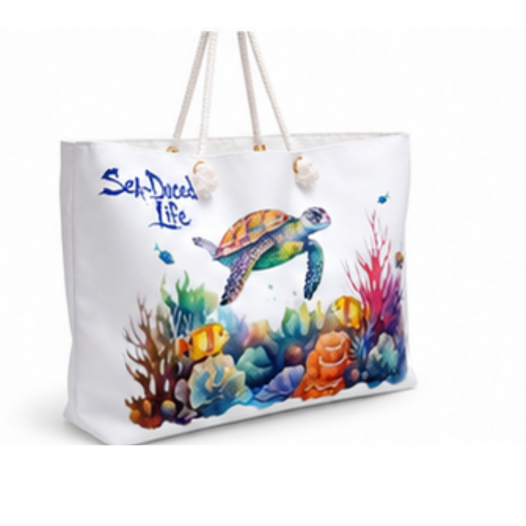 Sea-Duced Sea Turtle Oversized Beach Tote