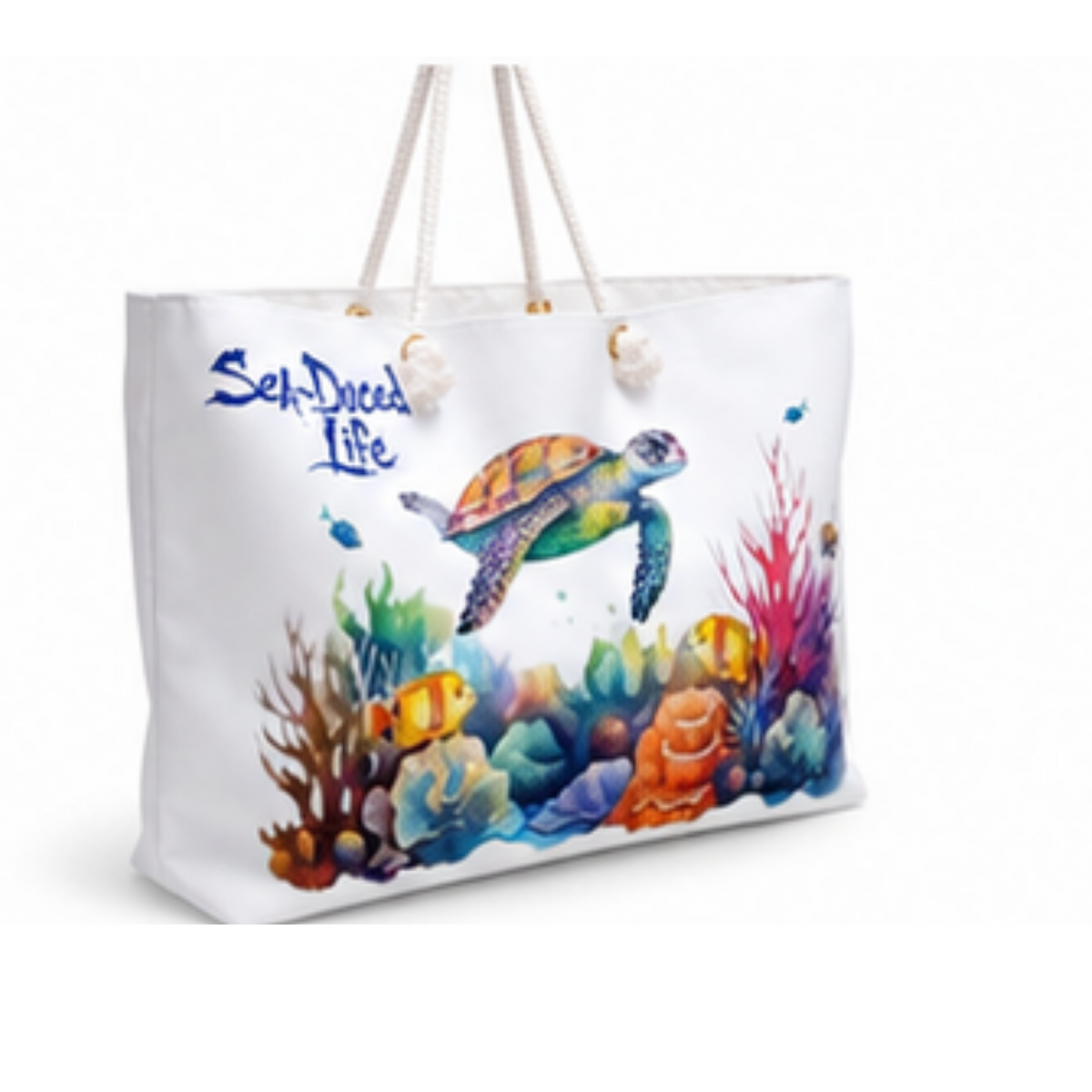 Sea-Duced Sea Turtle Oversized Beach Tote