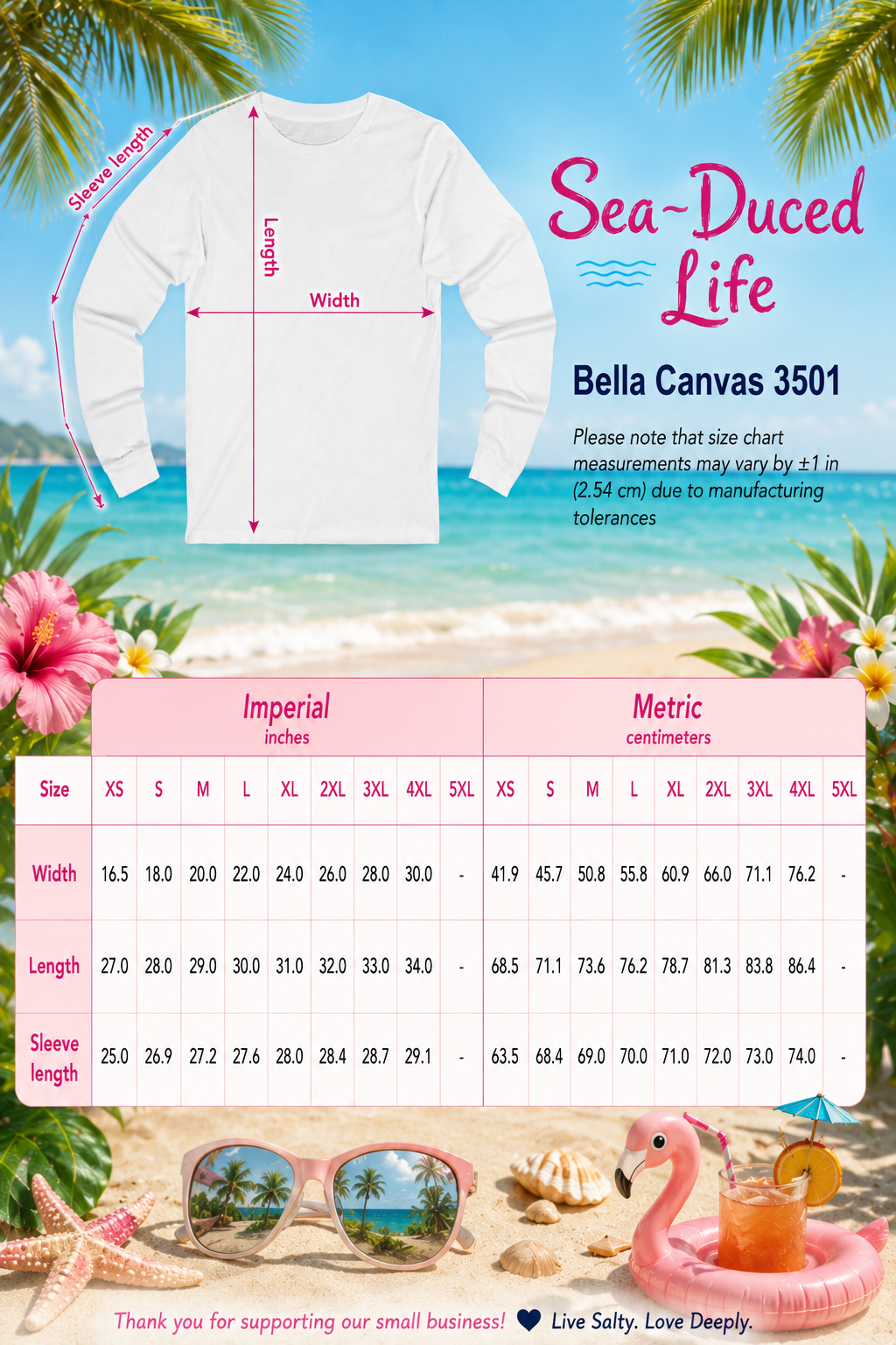 Sea~Duced Life Flamingo Beach Long Sleeve Tee