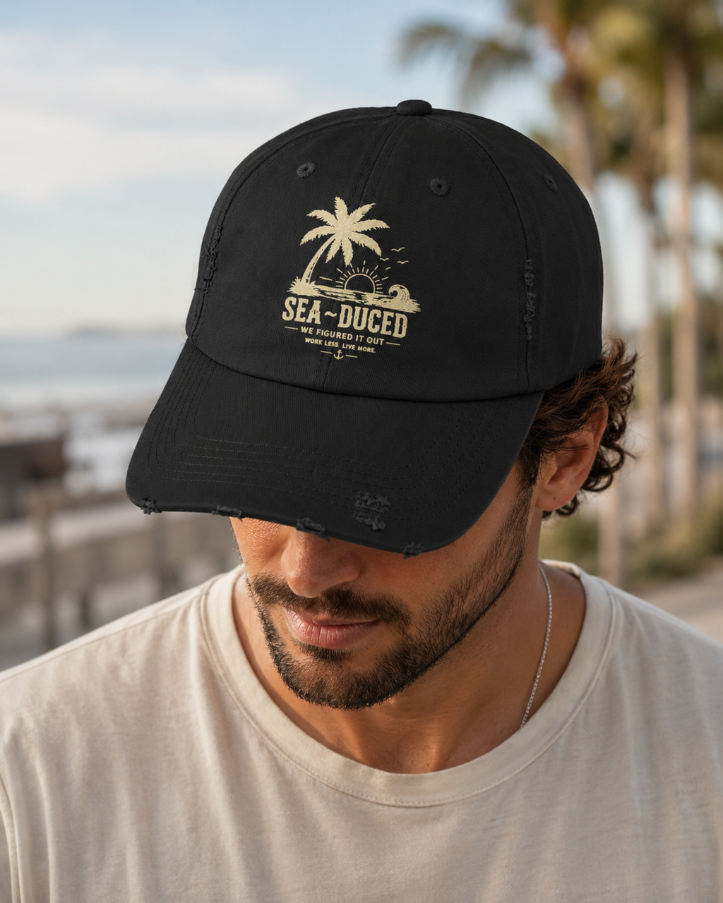 Sea~Duced “We Figured It Out” Distressed Coastal Hat