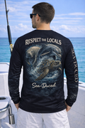 Black Respect the Locals Performance Long Sleeve  UV Fishing Shirt