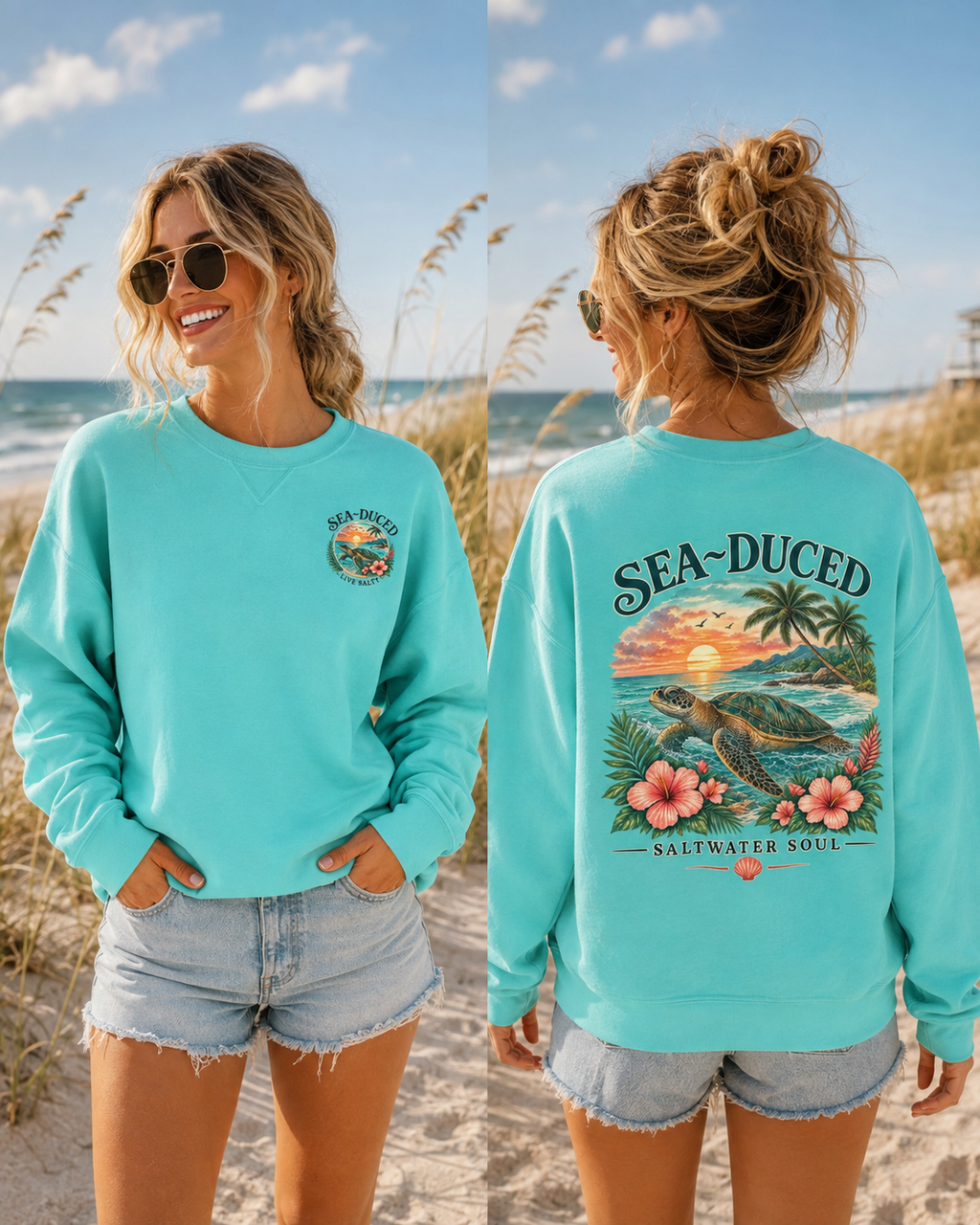 Sea-Duced® Saltwater Soul Sea Turtle Crewneck Sweatshirt