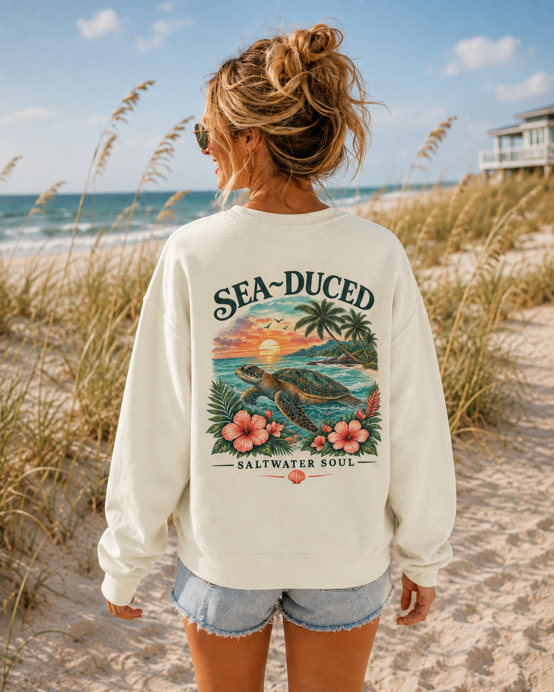 Sea-Duced® Saltwater Soul Sea Turtle Crewneck Sweatshirt