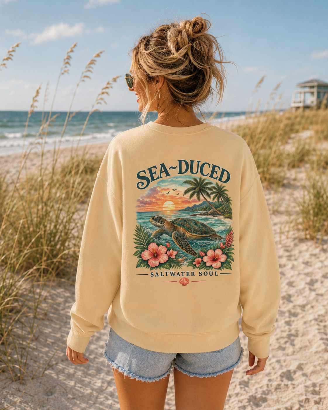 Sea-Duced® Saltwater Soul Sea Turtle Crewneck Sweatshirt