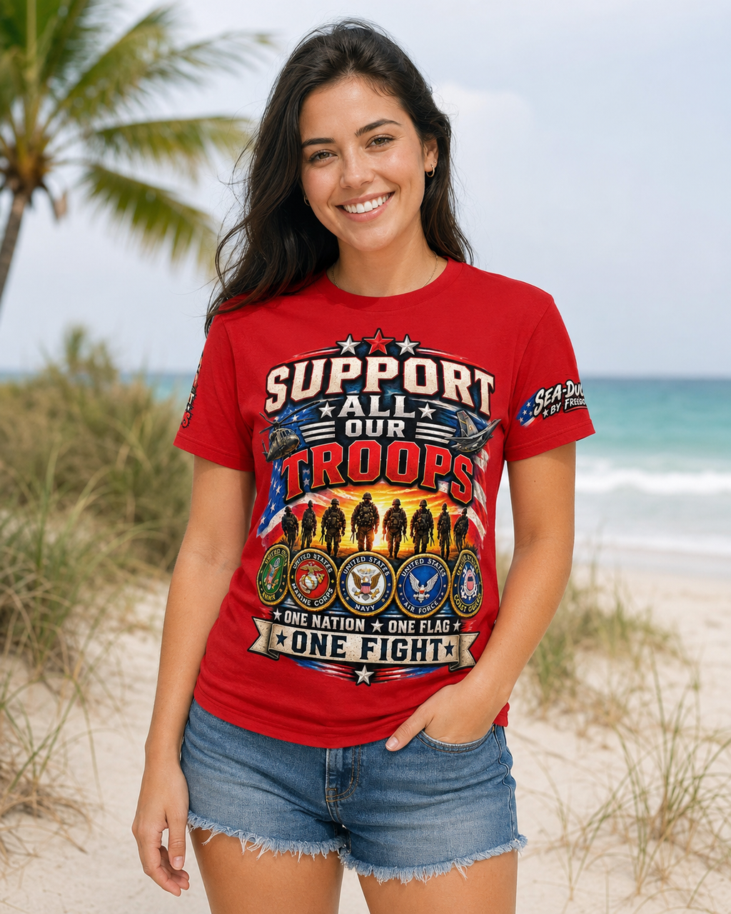 Sea-Duced by Freedom – Support Our Troops R.E.D. Friday Patriotic T-Shirt