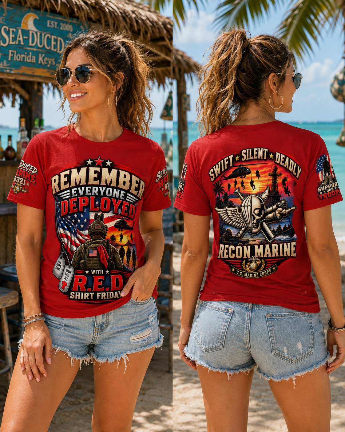 Sea-Duced by Freedom – Recon Marine 0321 R.E.D. Friday “Swift • Silent • Deadly” T-Shirt
