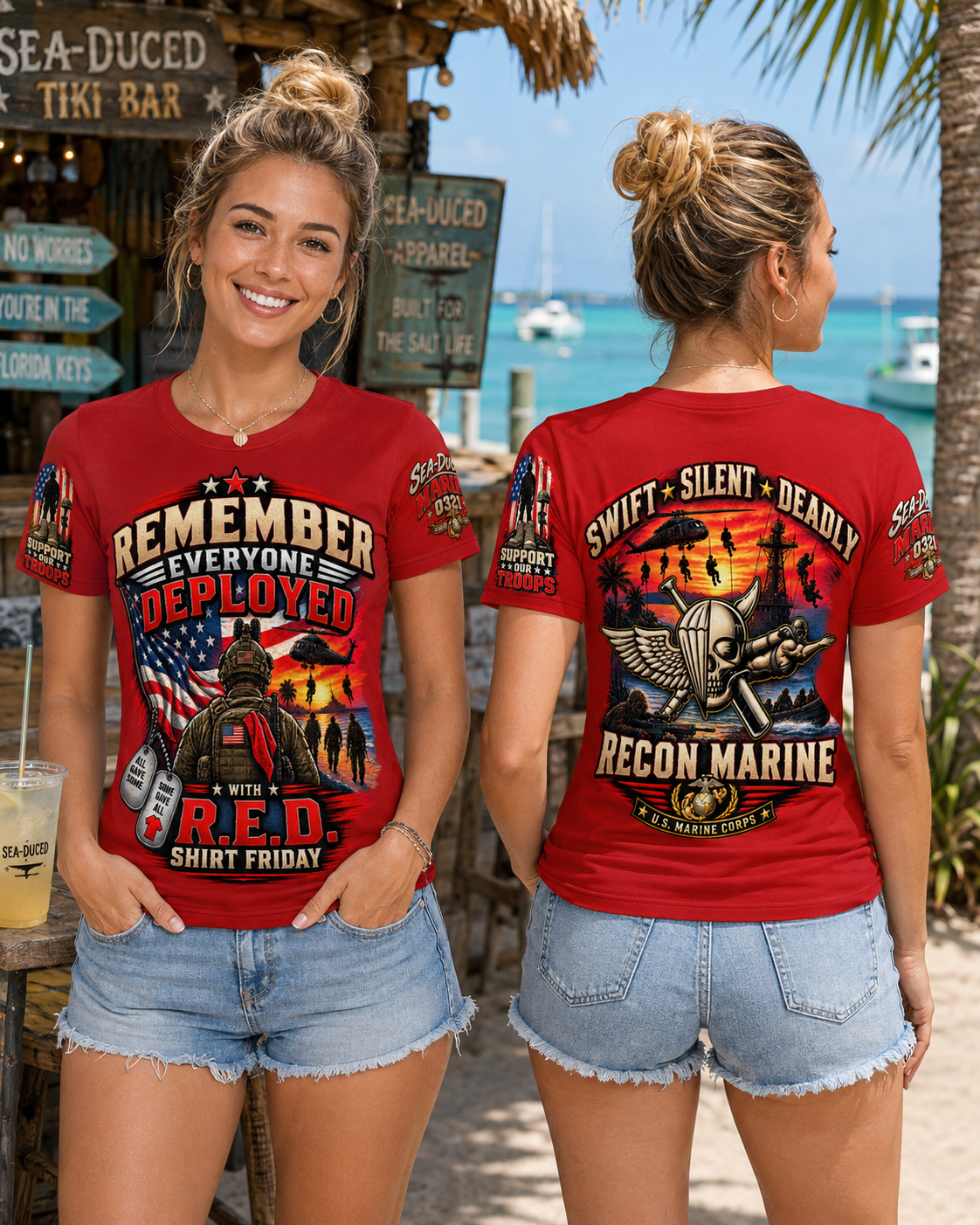 Sea-Duced by Freedom – Recon Marine 0321 R.E.D. Friday “Swift • Silent • Deadly” T-Shirt