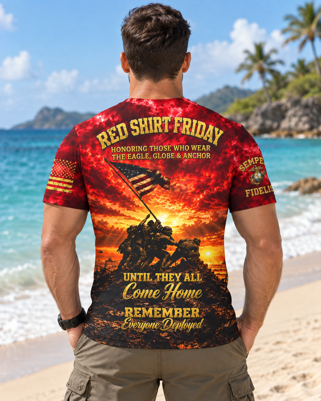 Sea-Duced® RED Friday Recon Marines All-Over Print Shirt – Remember Everyone Deployed
