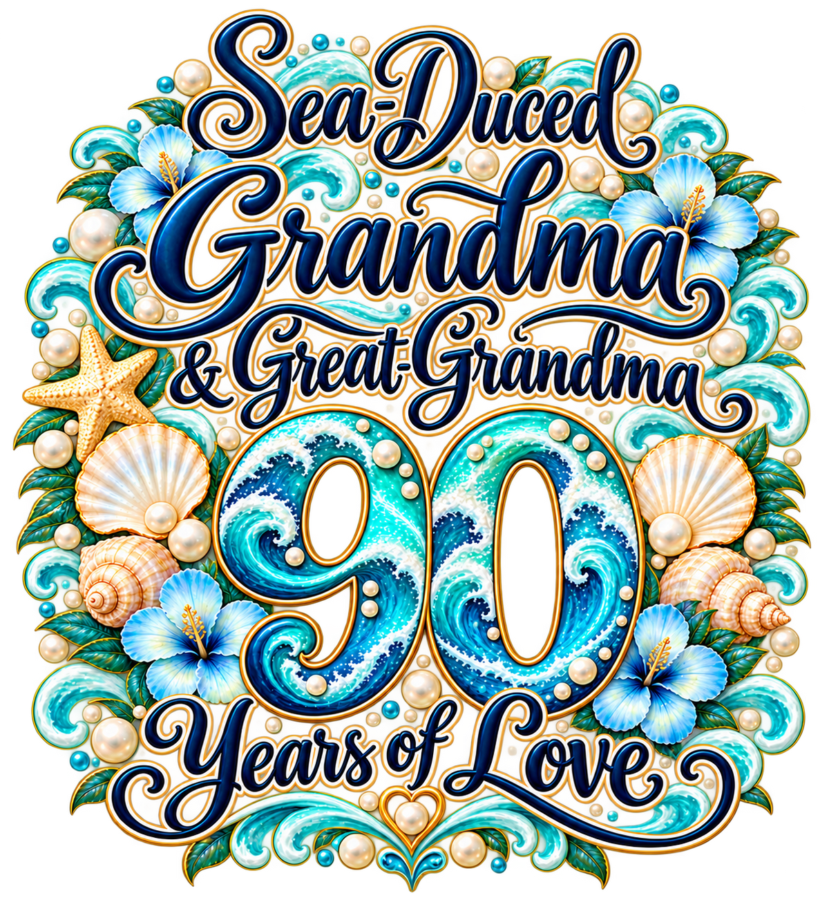 Personalized Grandma Sweatshirt, Custom Age Birthday Gift for Nana Gigi Mimi, Great Grandma Gift, 90 Years of Love, Coastal Sweatshirt
