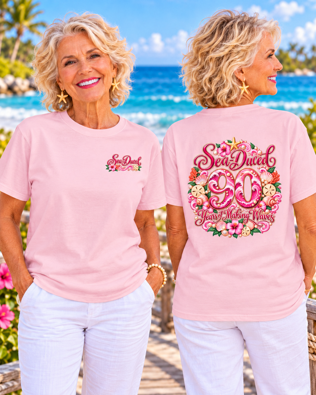 Years of Making Waves Personalized Birthday T-Shirt-Custom Age, Plus Size