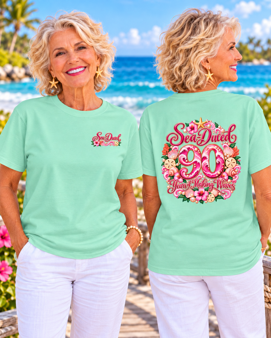 Years of Making Waves Personalized Birthday T-Shirt-Custom Age, Plus Size