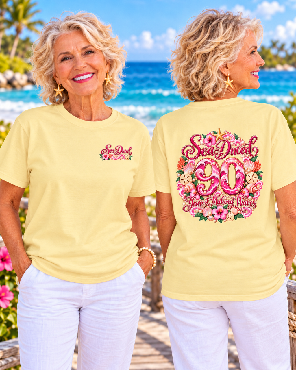 Years of Making Waves Personalized Birthday T-Shirt-Custom Age, Plus Size