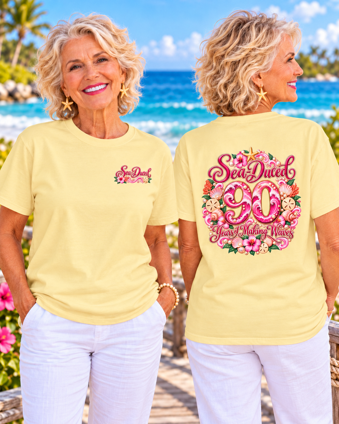 Years of Making Waves Personalized Birthday T-Shirt-Custom Age, Plus Size