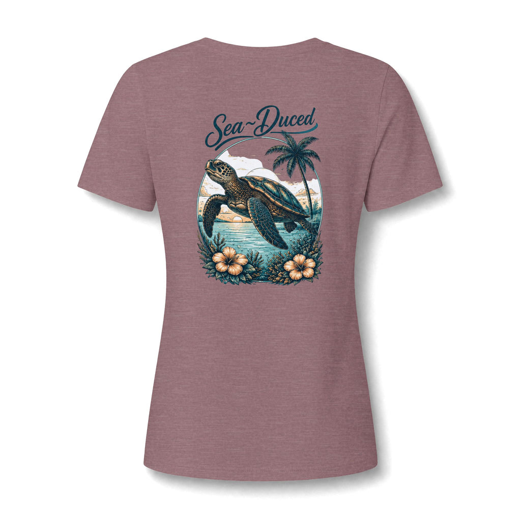 Sea-Duced Sea Turtle Women's V-Neck Tee