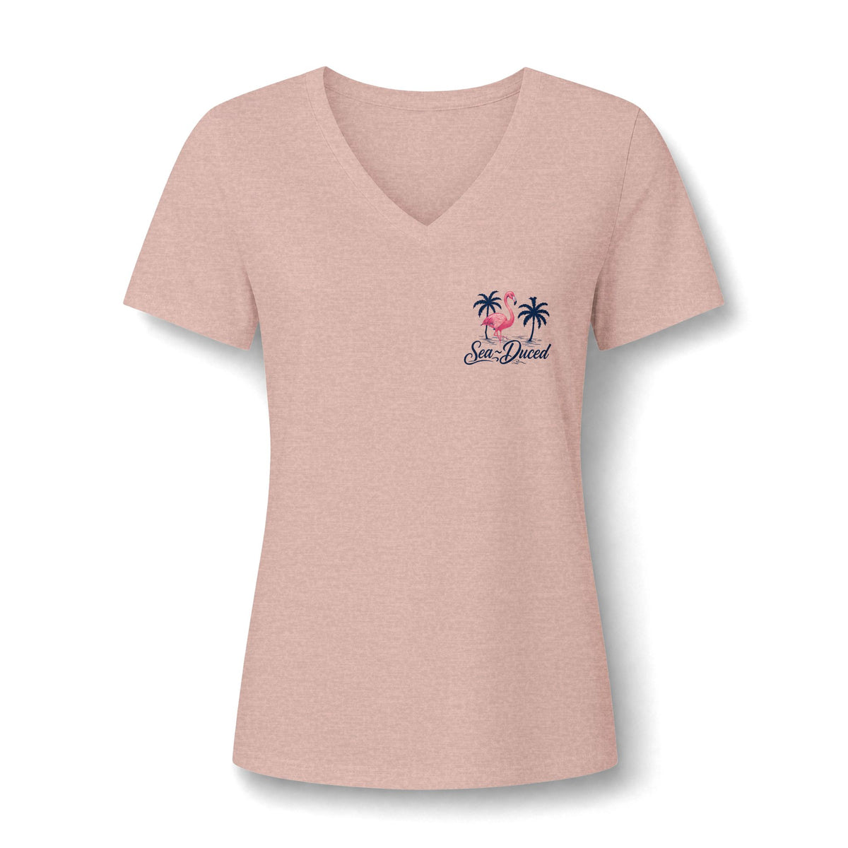 Sea-Duced Flamingo Women's V-Neck Tee