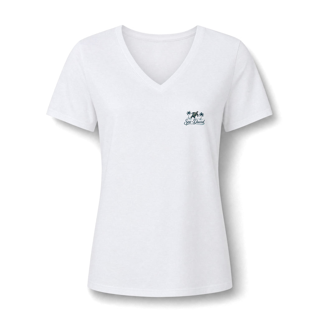 Sea-Duced Sea Turtle Women's V-Neck Tee
