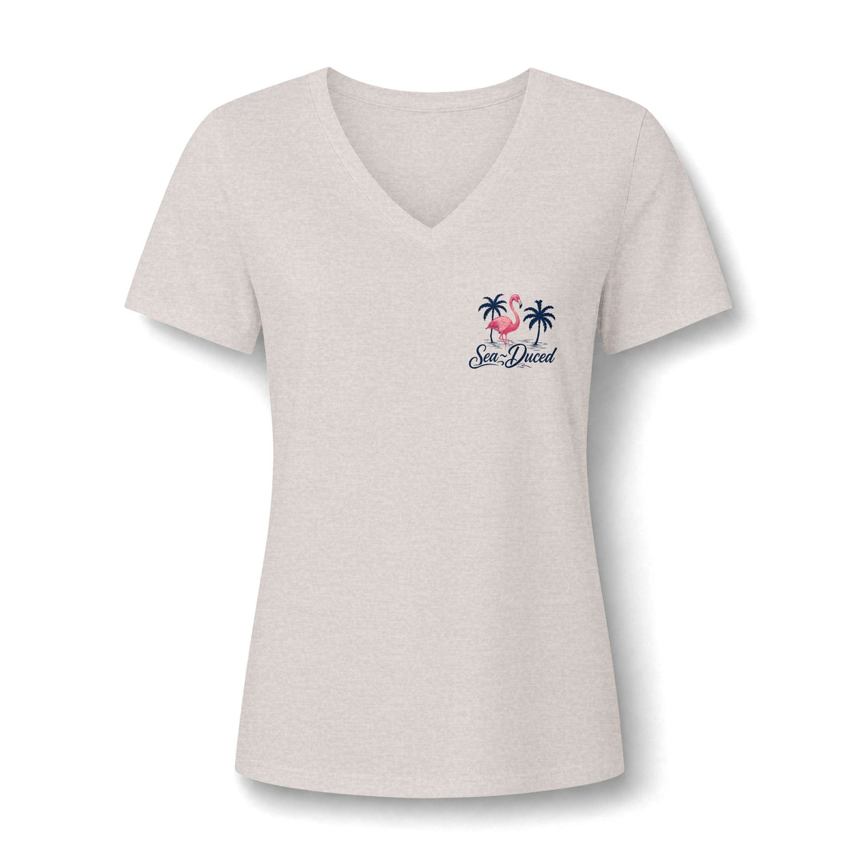 Sea-Duced Flamingo Women's V-Neck Tee