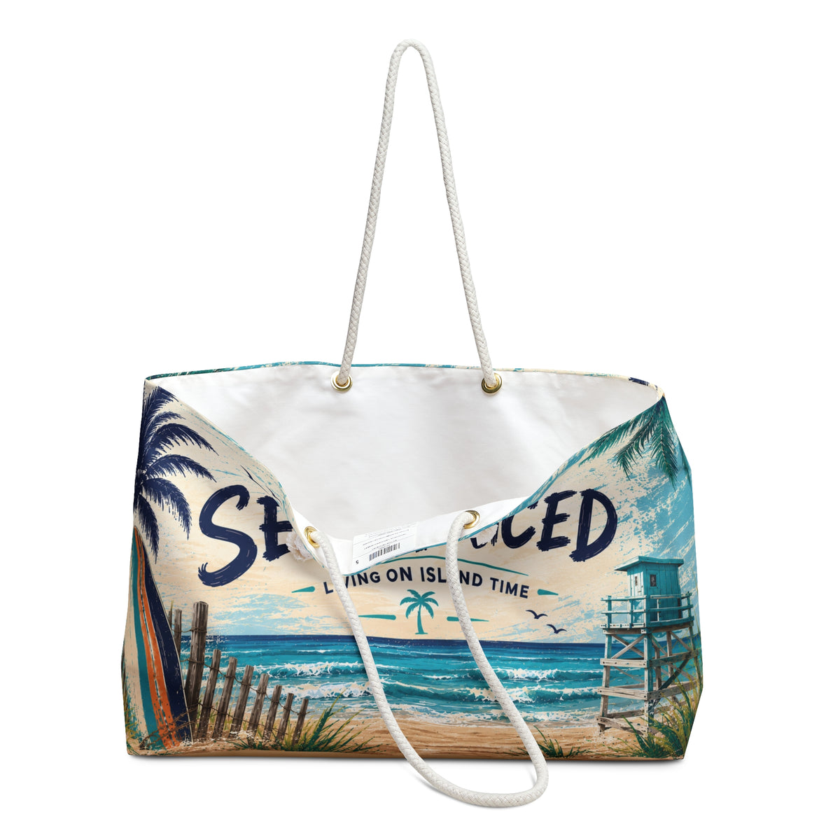 Sea-Duced Living on Island Time Oversized Beach Tote