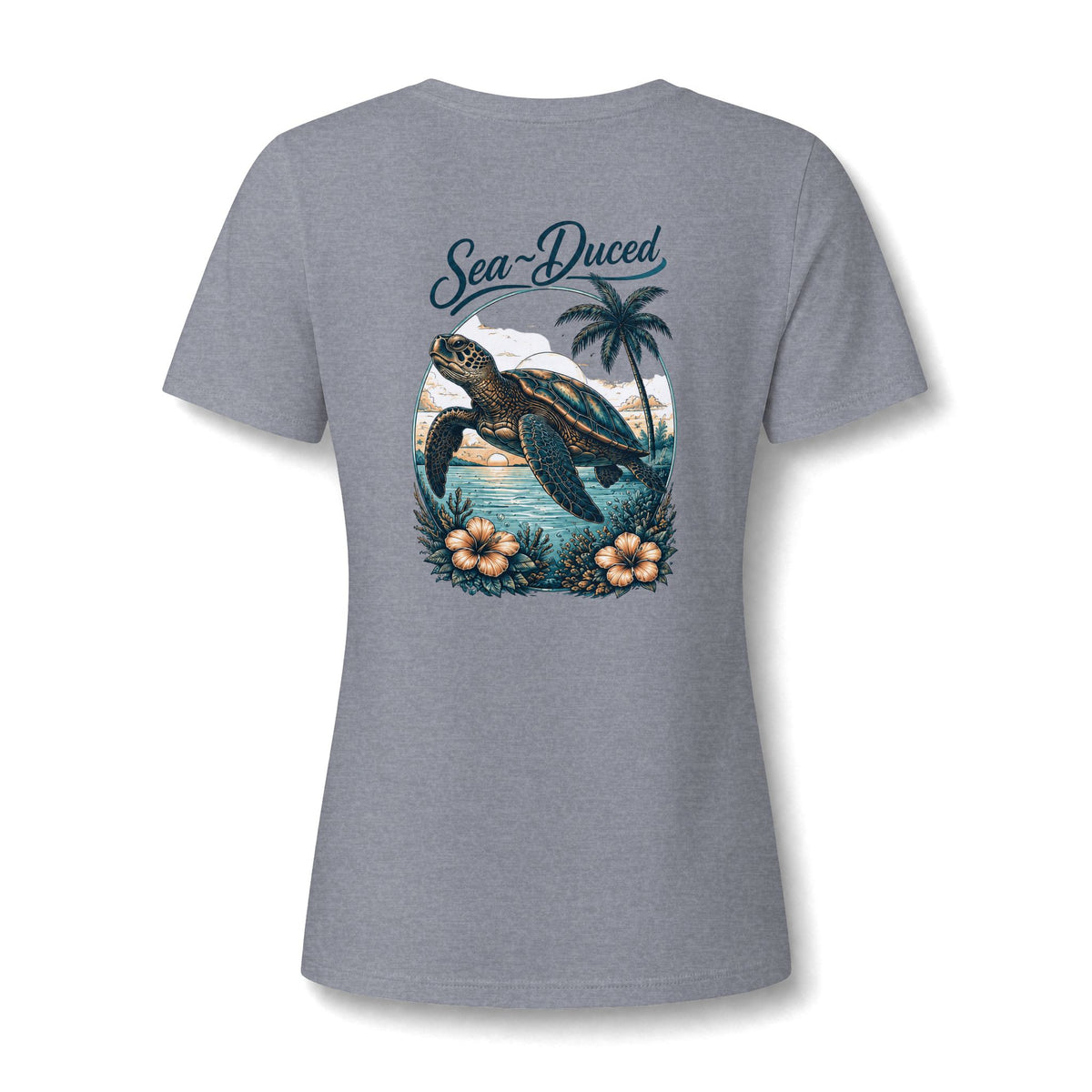 Sea-Duced Sea Turtle Women's V-Neck Tee