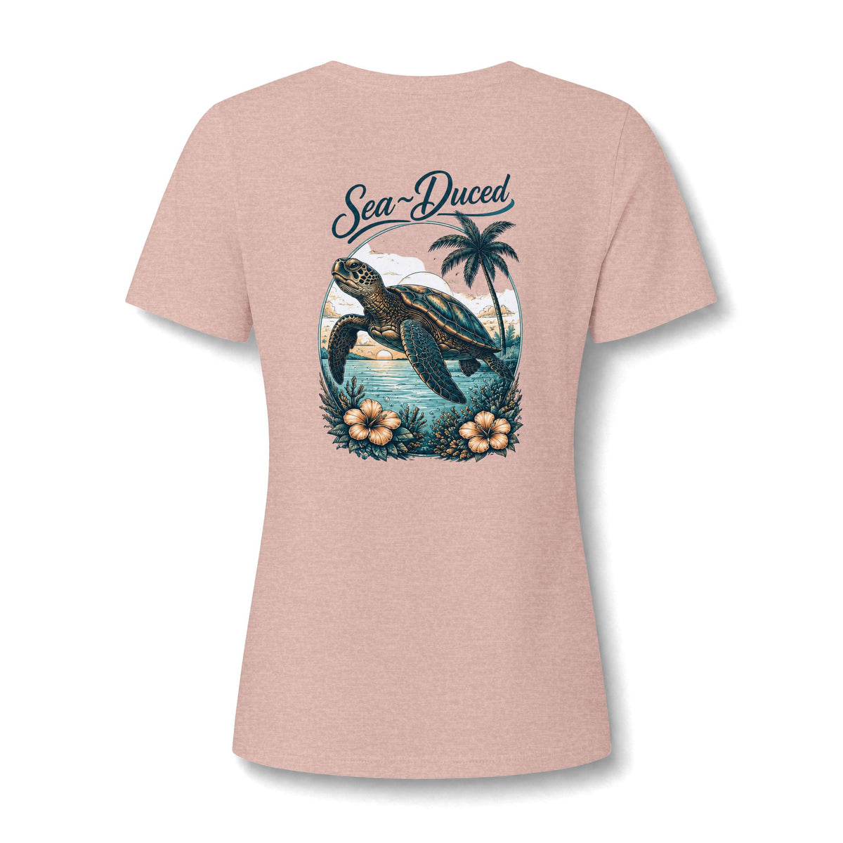 Sea-Duced Sea Turtle Women's V-Neck Tee