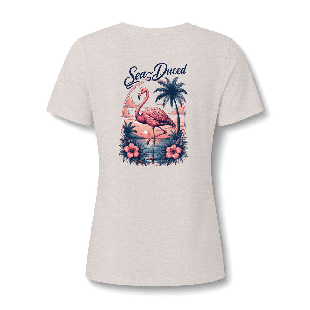 Sea-Duced Flamingo Women's V-Neck Tee