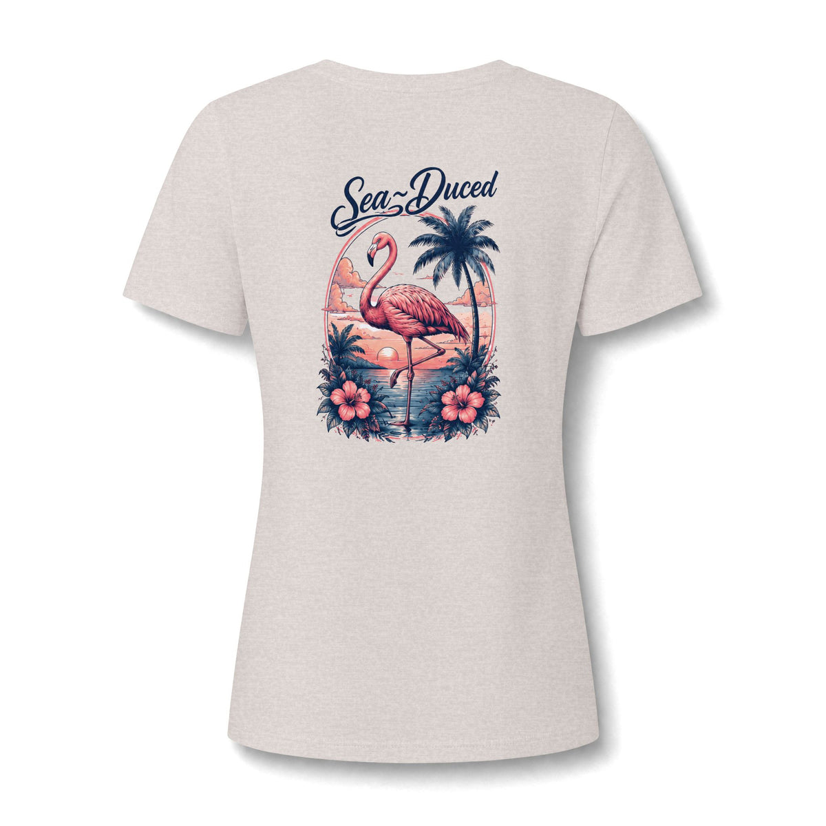 Sea-Duced Flamingo Women's V-Neck Tee