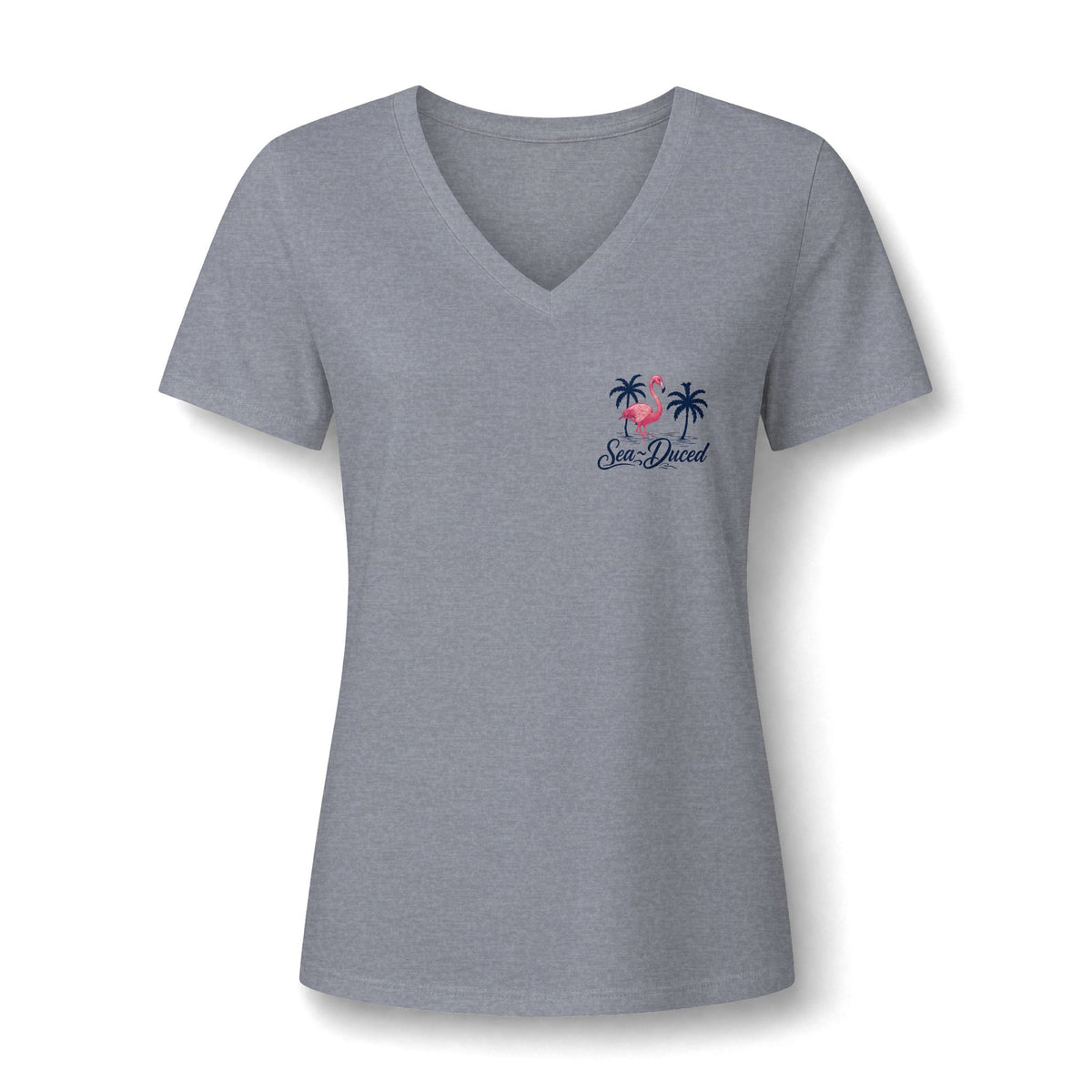 Sea-Duced Flamingo Women's V-Neck Tee